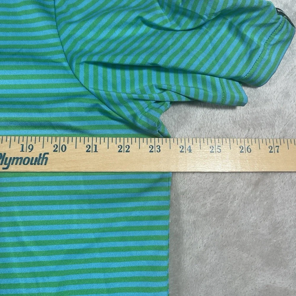 RLX Ralph Lauren Polo Shirt Mens Large Blue/Green Stripe Golf Stretch Wicking